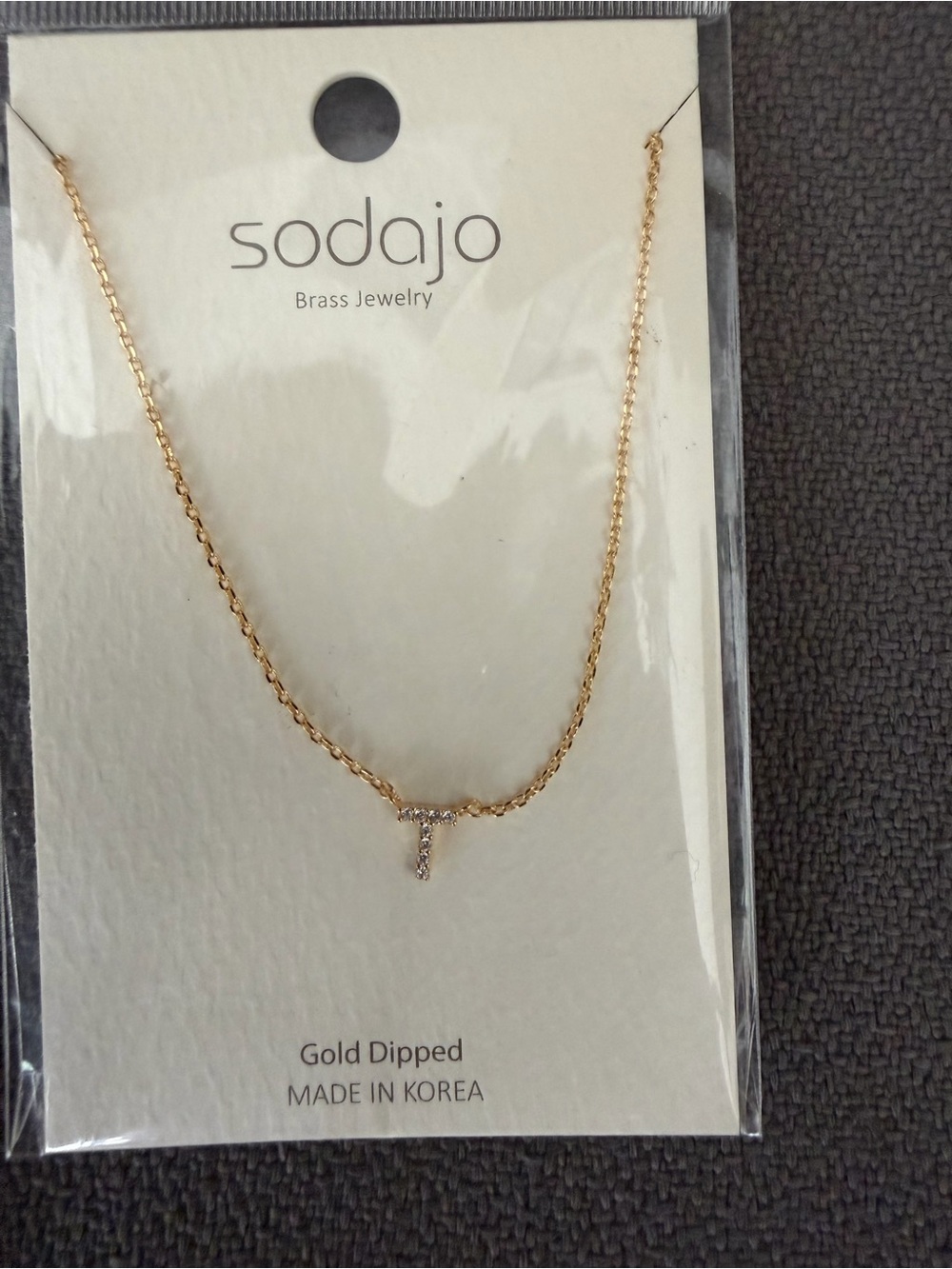 Sodajo Gold Dipped Letter 'T' Necklace - Gold